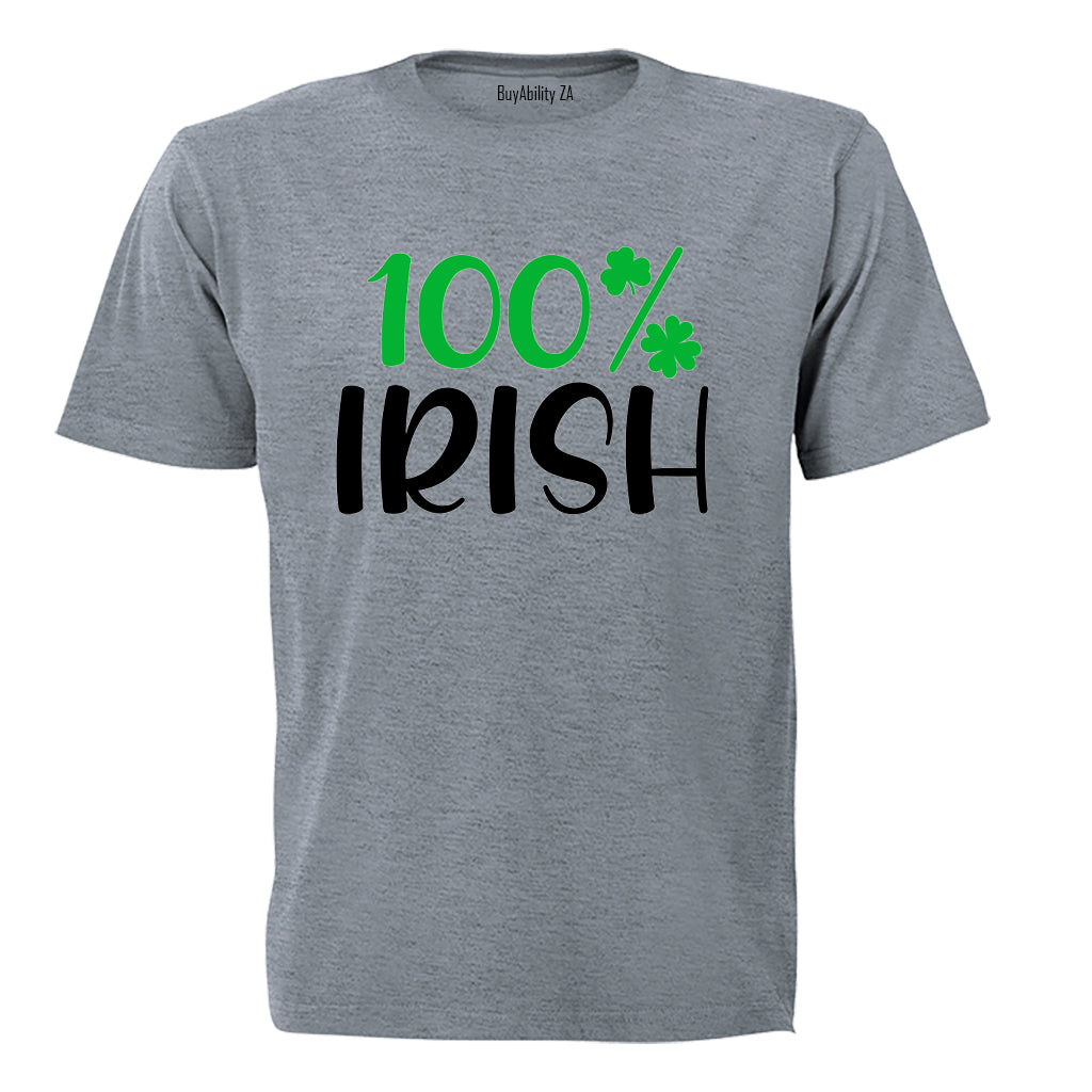 100% Irish - St. Patricks - Adults - T-Shirt - BuyAbility
