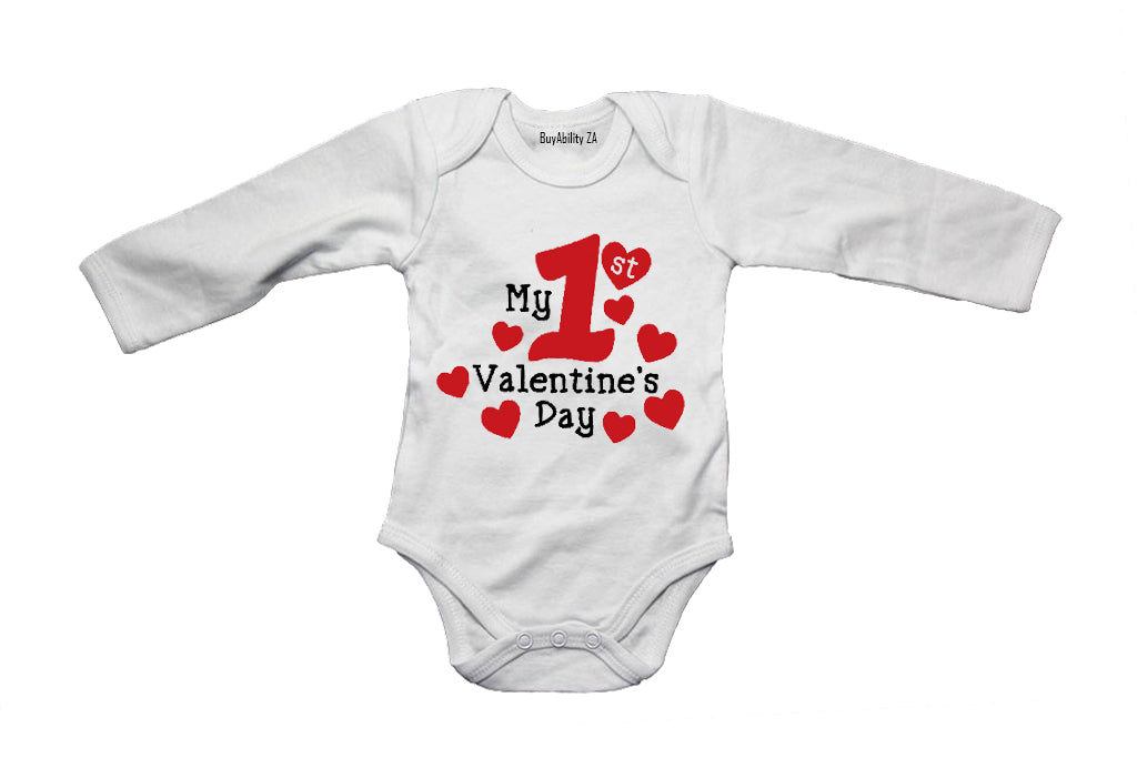 1st Valentine's Day - Hearts - Baby Grow