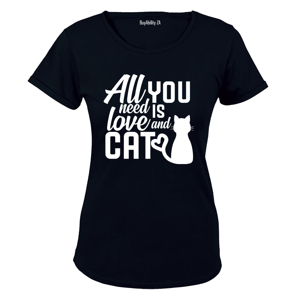 All You Need is Love & a Cat - Ladies - T-Shirt - BuyAbility