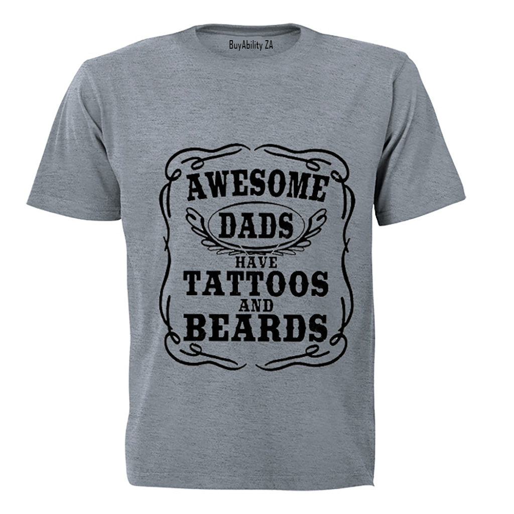 Awesome Dads have Tattoos & Beards! - Kids T-Shirt