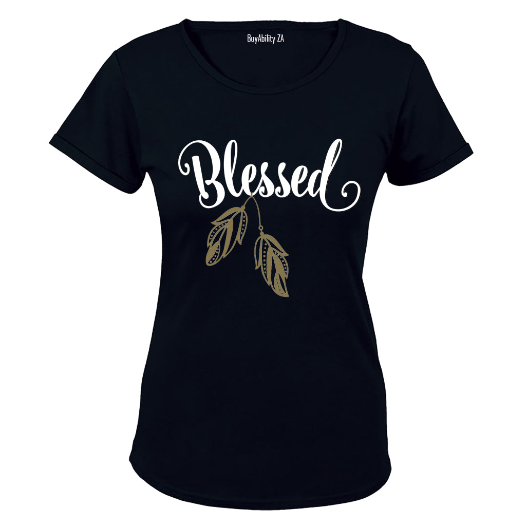 Blessed - Gold Feather - Ladies - T-Shirt