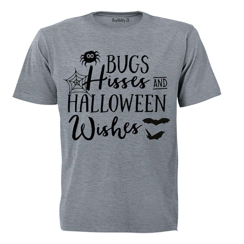 Bugs, Hisses, Halloween Wishes - Kids T-Shirt