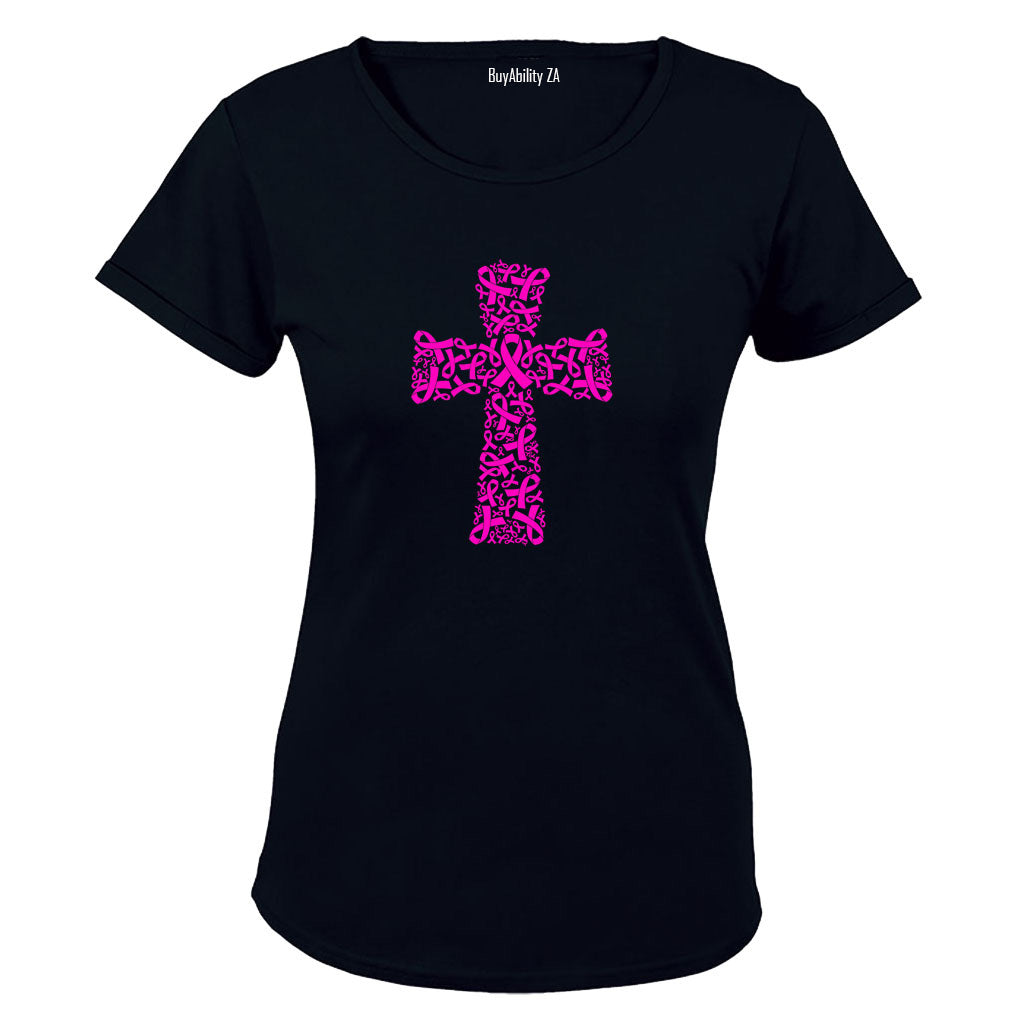 Cancer Ribbon Cross - Ladies - T-Shirt