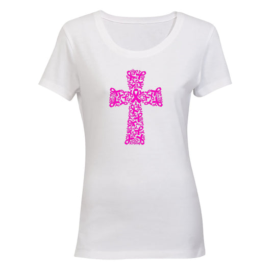 Cancer Ribbon Cross - Ladies - T-Shirt - BuyAbility South Africa