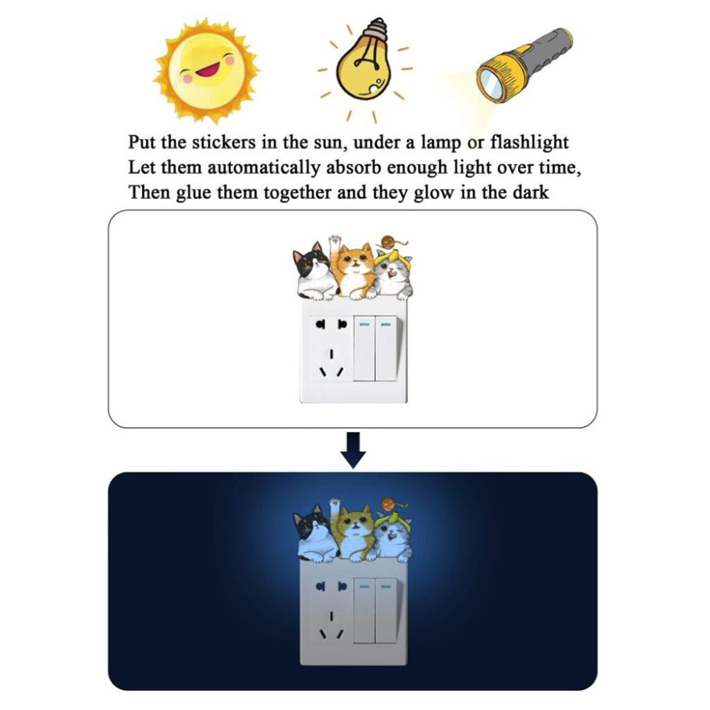 Cats- Glow In The Dark Switch Wall Sticker - BuyAbility