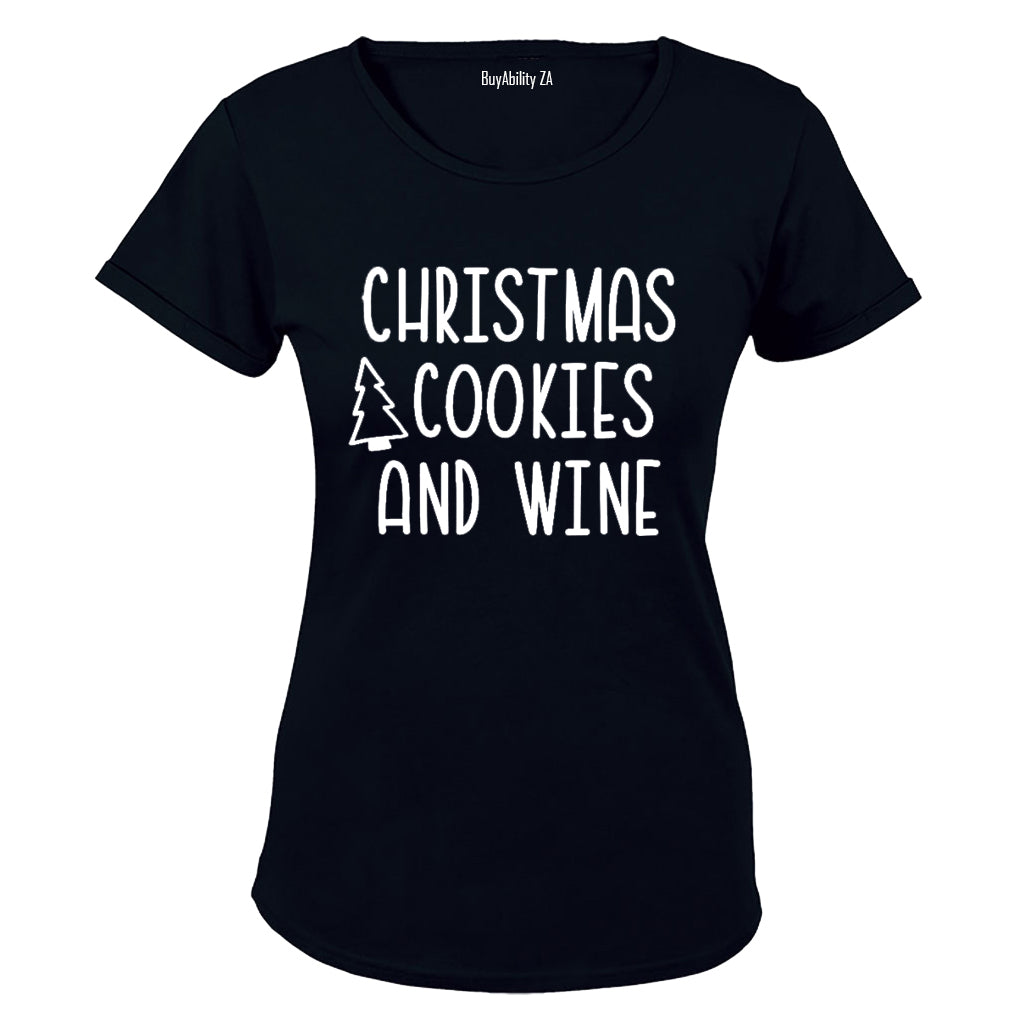 Christmas Cookies and Wine - Ladies - T-Shirt