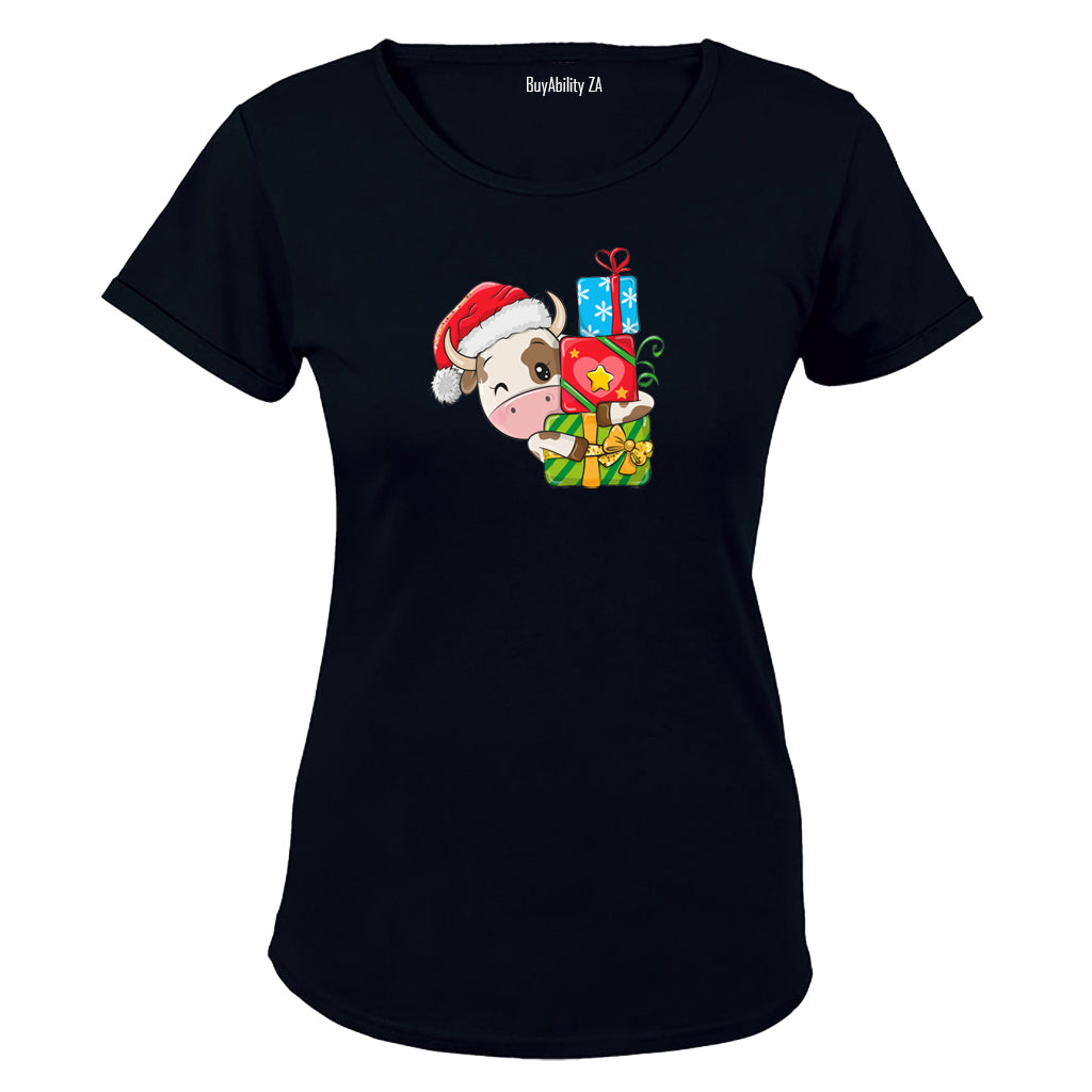 Christmas Cow - Ladies T-Shirt