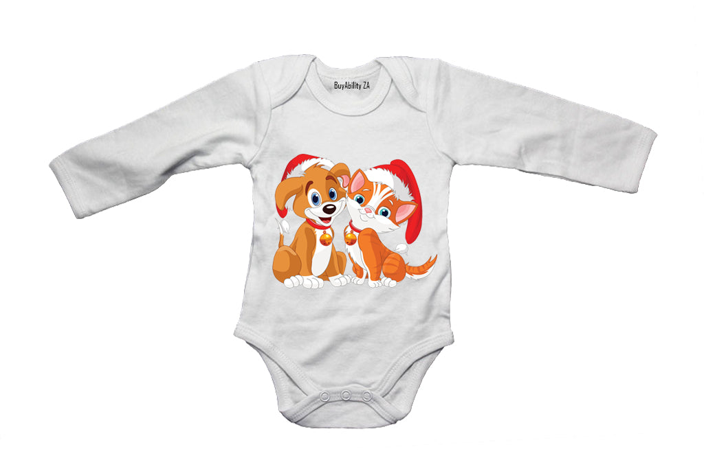 Christmas Kitten & Puppy - Baby Grow