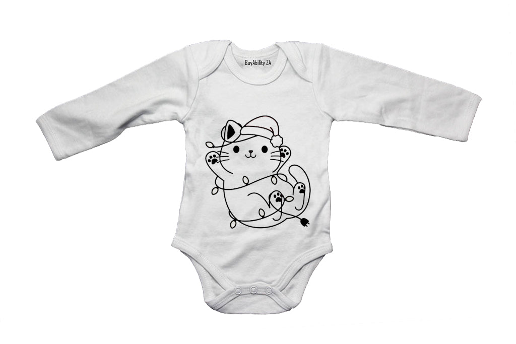 Christmas Lights Kitten - Baby Grow