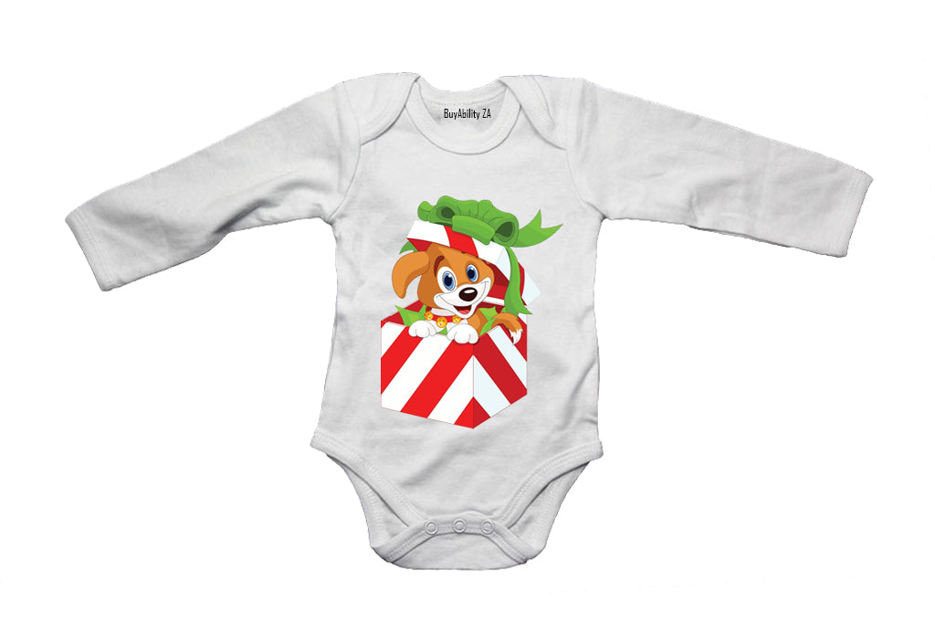 Christmas Puppy Gift - Baby Grow