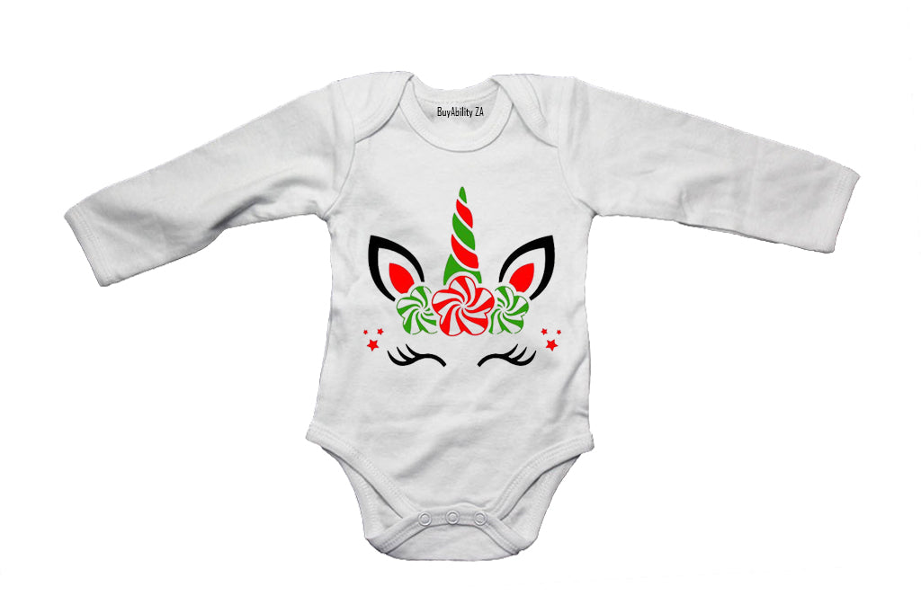 Colourful Christmas Unicorn - Baby Grow