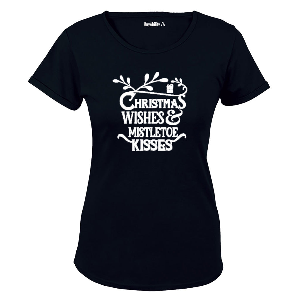 Christmas Wishes & Mistletoe Kisses - Ladies - T-Shirt