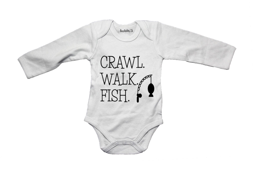 Crawl. Walk. Fish - Baby Grow