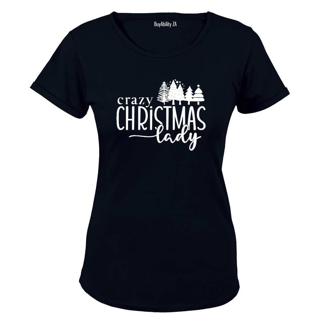 Crazy Christmas Lady - Trees - Ladies - T-Shirt