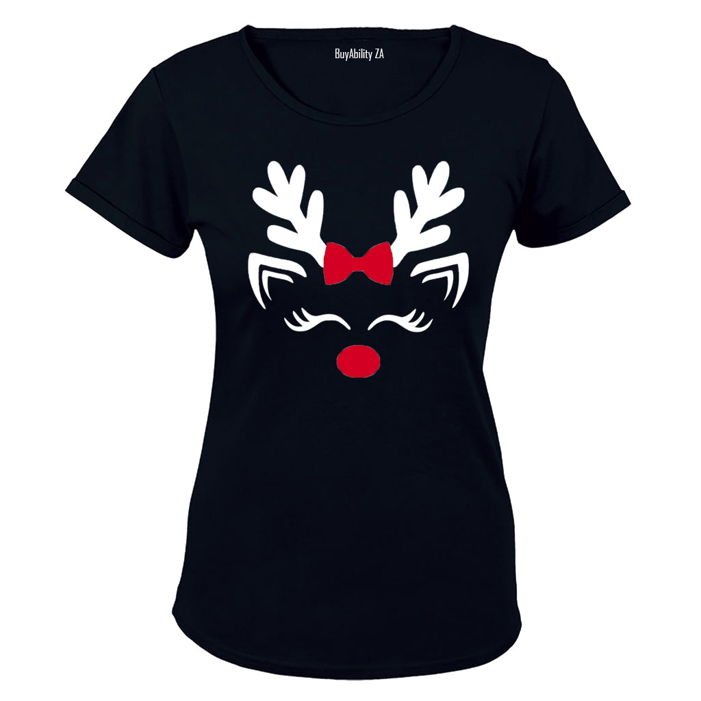 Cute Christmas Reindeer - Ladies - T-Shirt