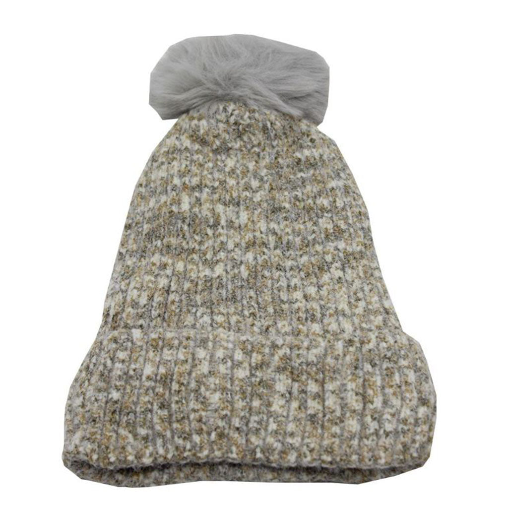 Dark Brown Pompom Beanie - BuyAbility