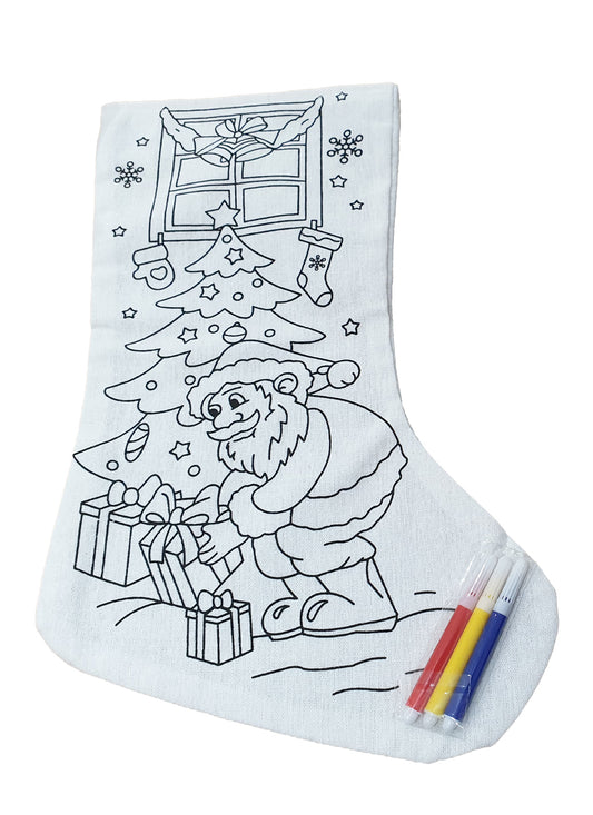 DIY Colour In Christmas Stocking With Markers - Santa