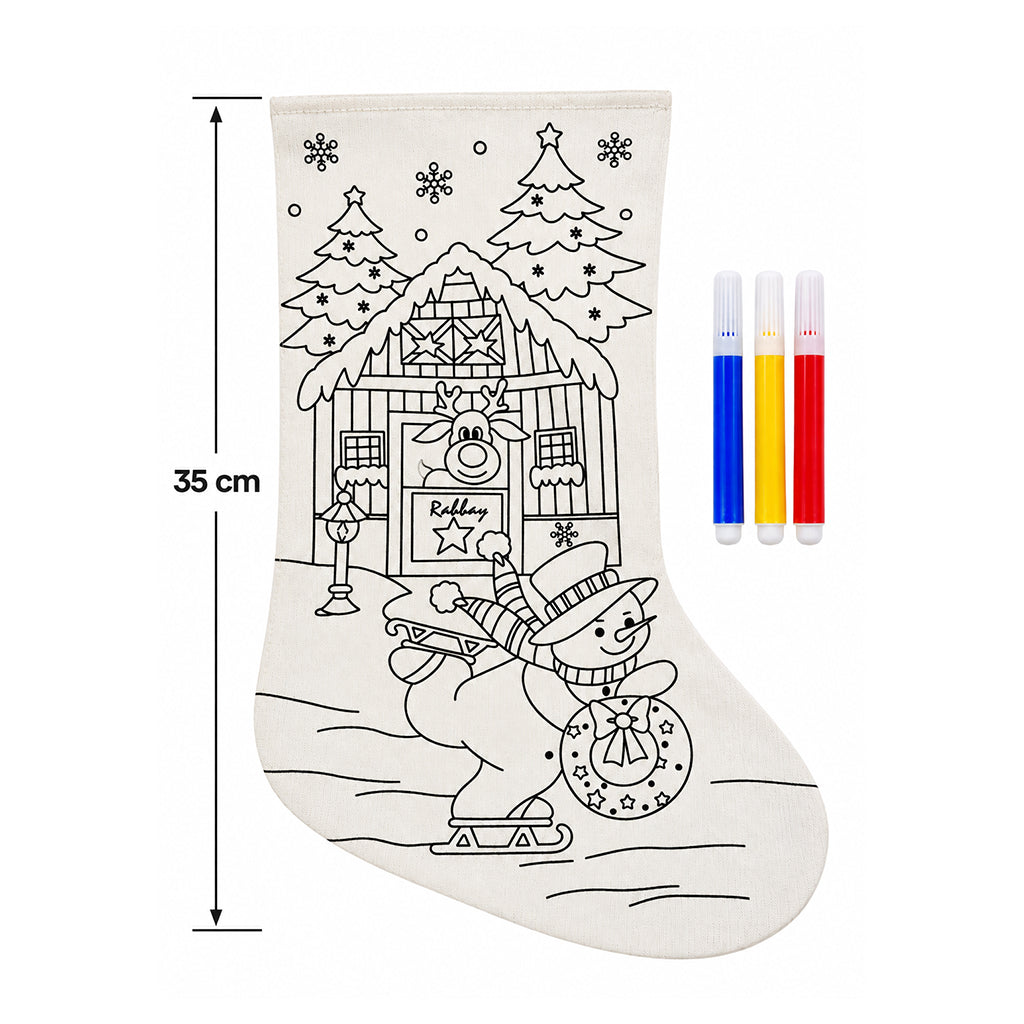 DIY Christmas Colouring Stocking - Snowman Design
