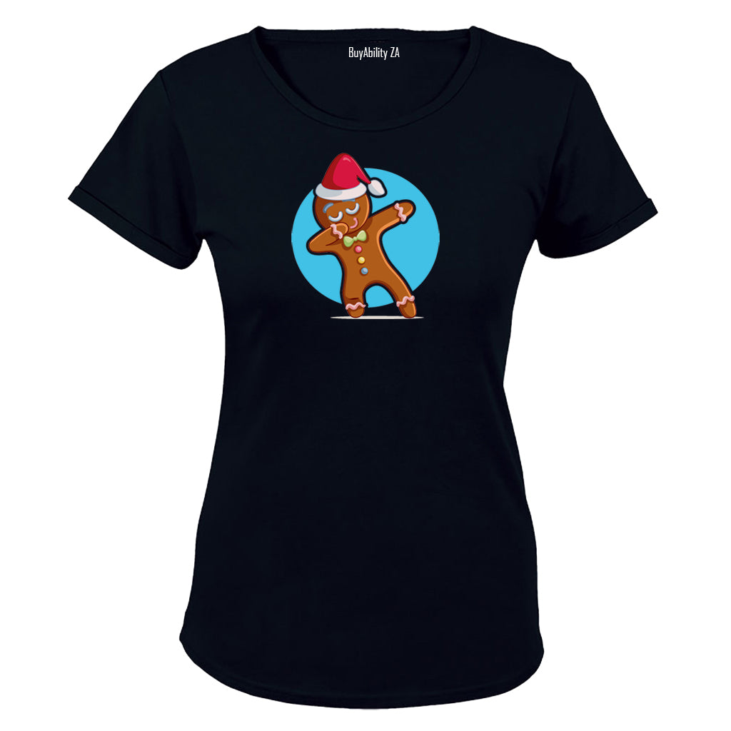 Dancing Christmas Gingerbread Man - Ladies - T-Shirt