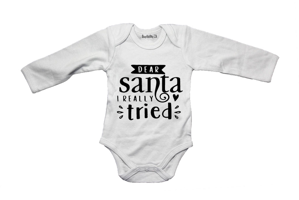 Dear Santa, I Really Tried - Christmas - Baby Grow