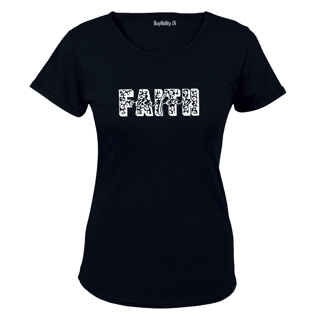 Faith Over Fear - Leopard Print - Ladies - T-Shirt