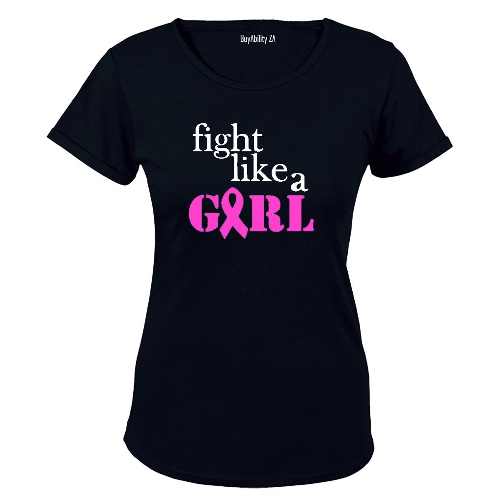 Fight Like A Girl - Cancer Ribbon - Ladies - T-Shirt