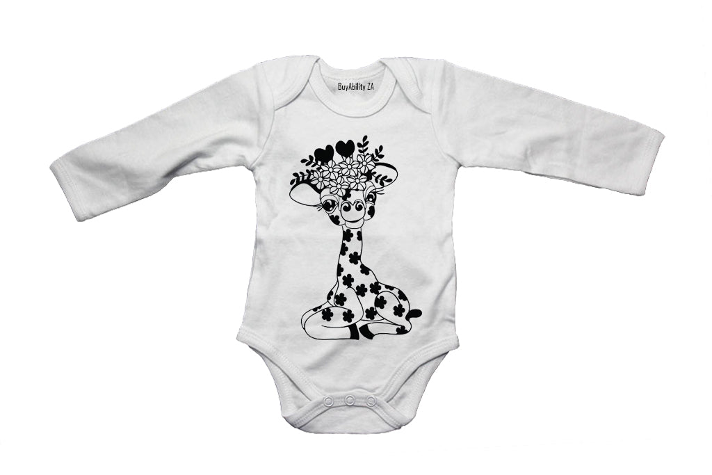 Floral Giraffe - Baby Grow