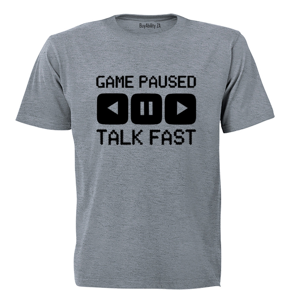 Game Paused - Talk Fast - Kids T-Shirt