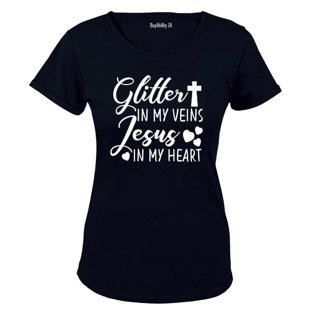 Glitter in my veins, Jesus in my Heart - Ladies - T-Shirt