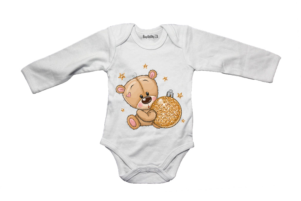Glitter Christmas Teddy & Bauble - Baby Grow