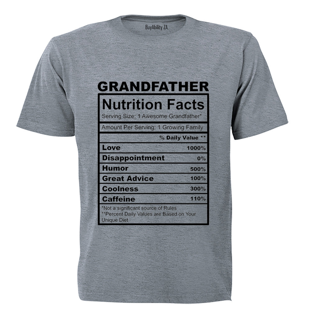 Grandfather Nutrition Facts - Adults - T-Shirt