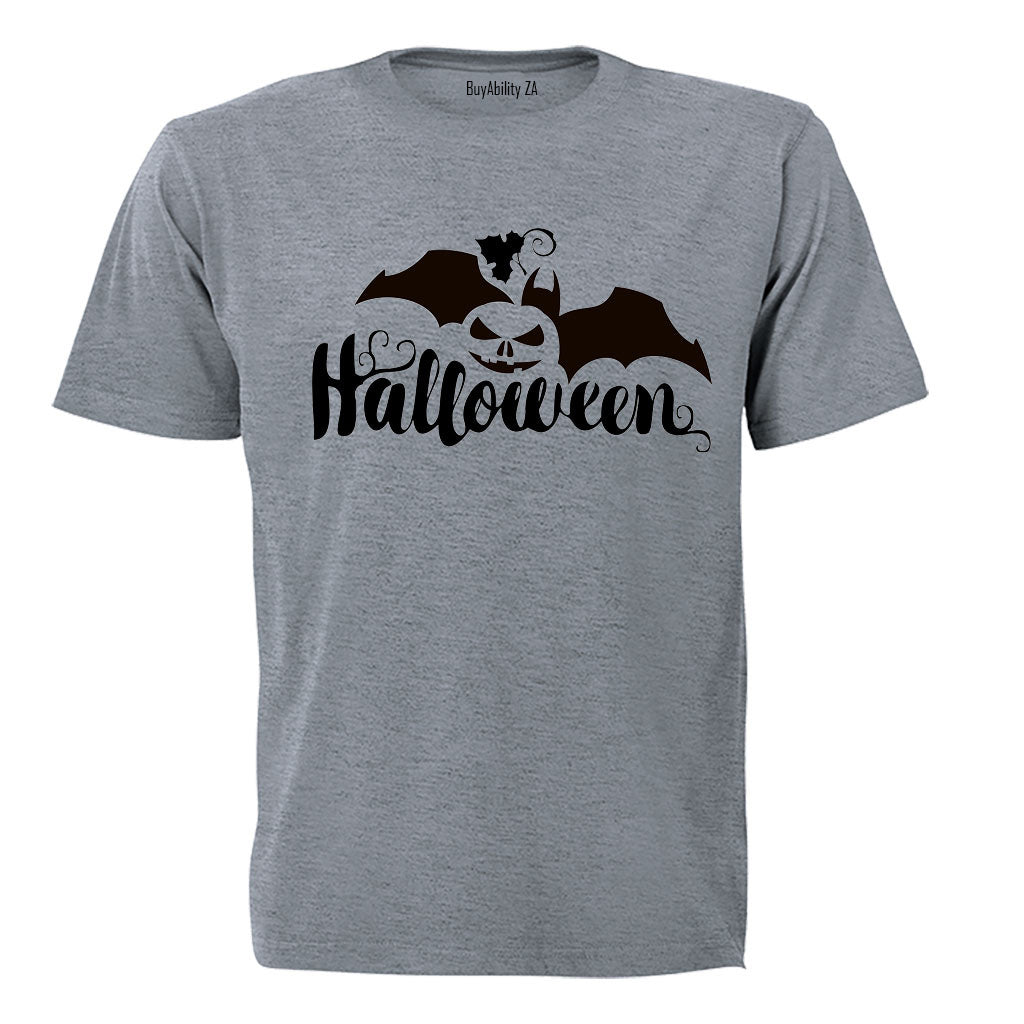 Halloween - Pumpkin & Bat - Adults - T-Shirt