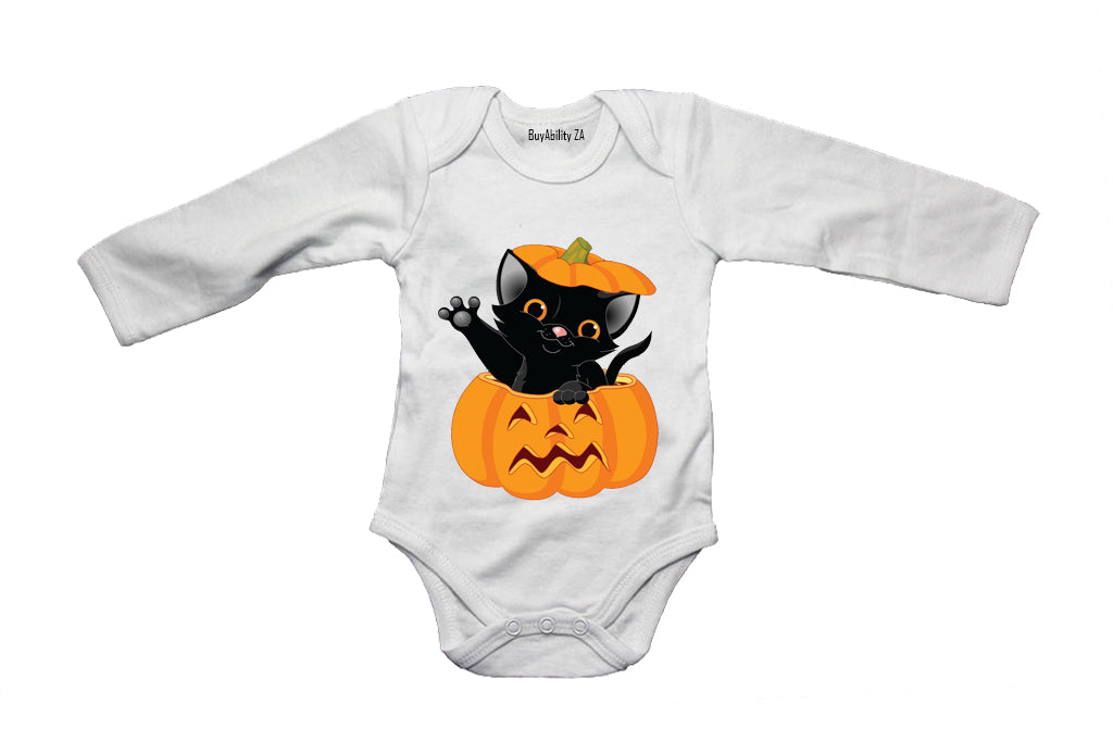 Halloween Kitten in a Pumpkin - Baby Grow