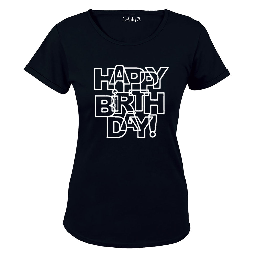 Happy Birthday - Letter Design - Ladies - T-Shirt