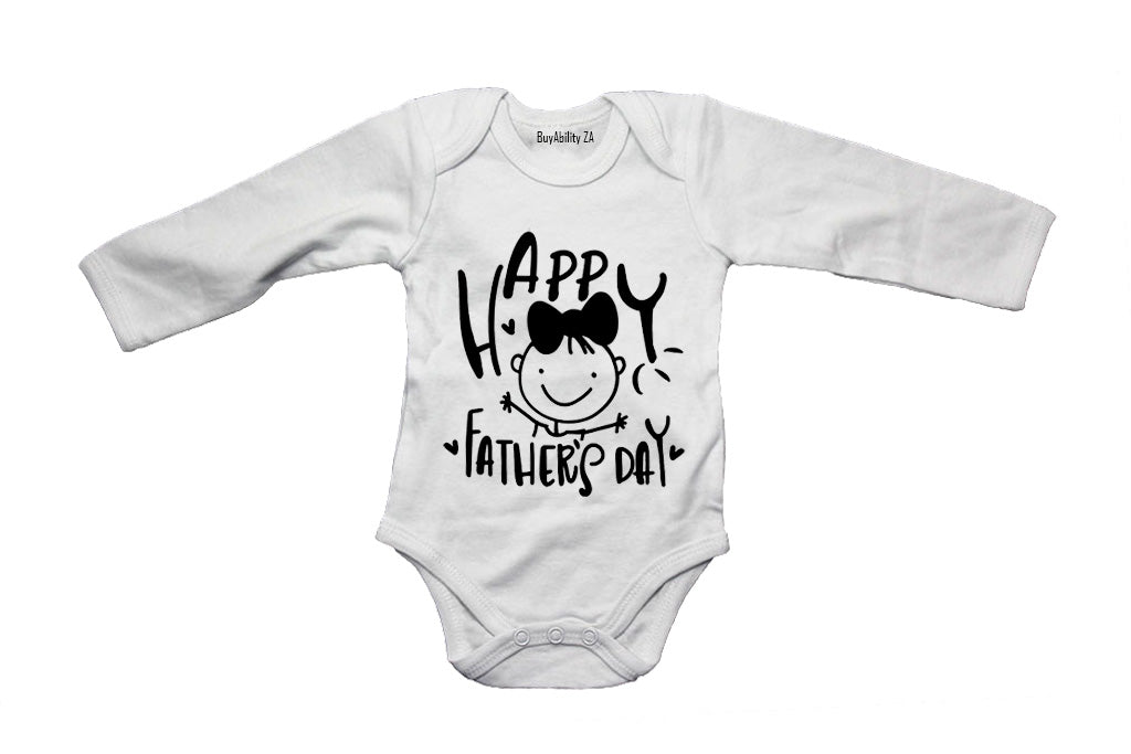 Happy Father's Day - Girl Hugs - Baby Grow