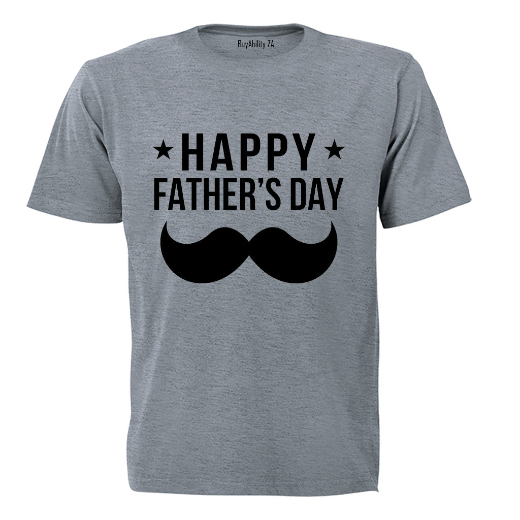 Happy Fathers Day - Mustache & Stars - Adults - T-Shirt