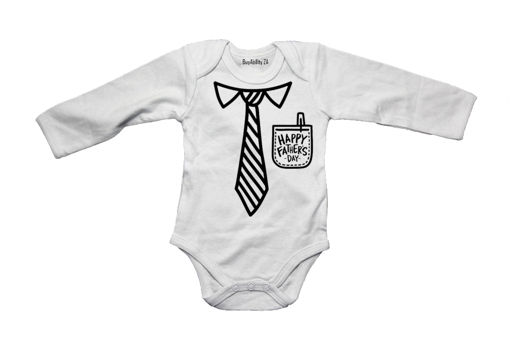 Happy Father's Day, Pocket + Tie - Baby Grow