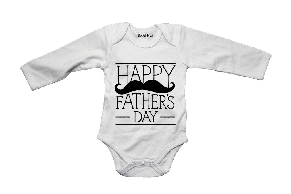 Happy Fathers Day - Mustache - Baby Grow