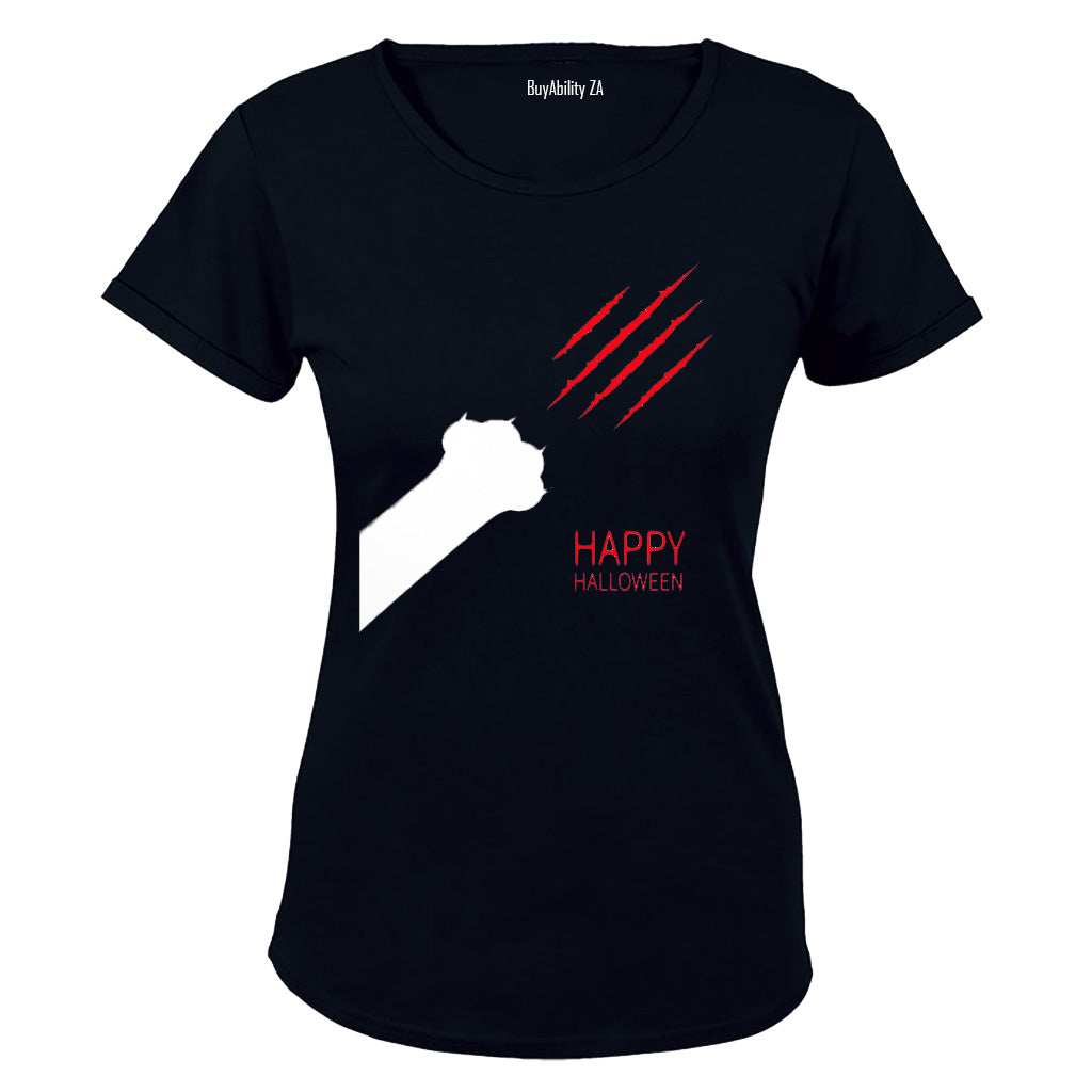 Happy Halloween - Cat Scratch - Ladies - T-Shirt