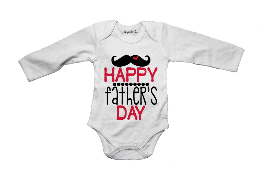 Happy Fathers Day - Red and Black - Baby Grow