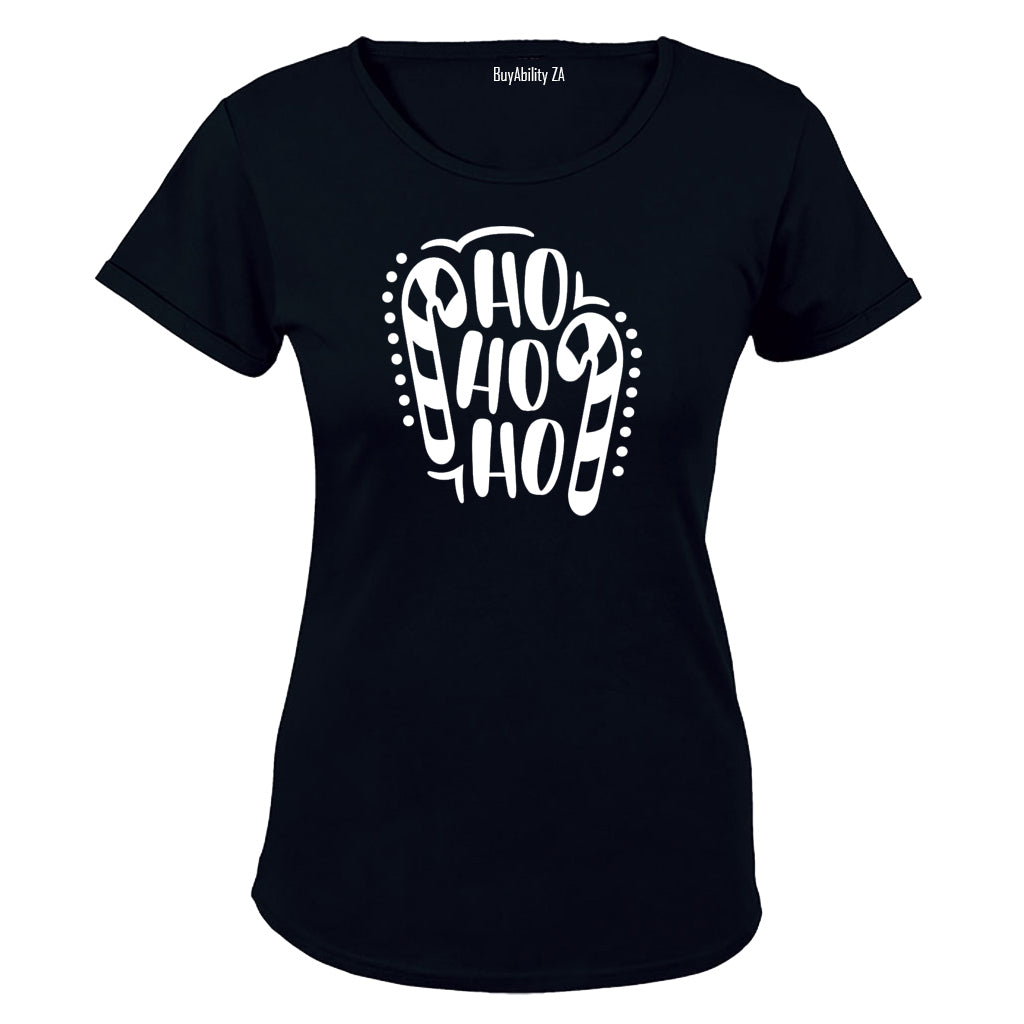 Ho Ho - Christmas Candy Cane - Ladies - T-Shirt