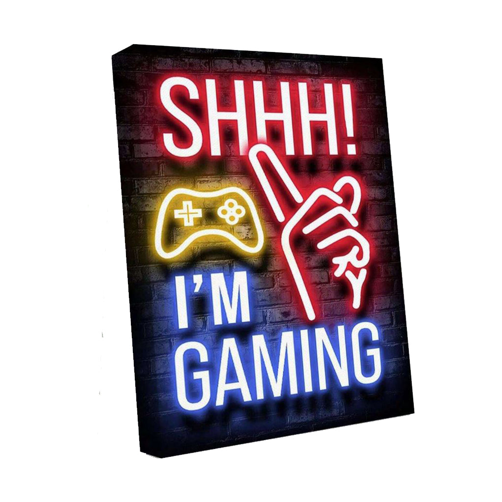 Shhh I'm Gaming - Neon Style Wall Art - BuyAbility