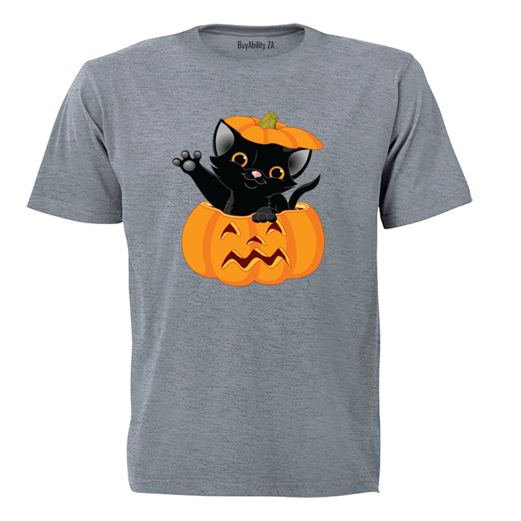 Halloween Kitten in a Pumpkin - Kids T-Shirt