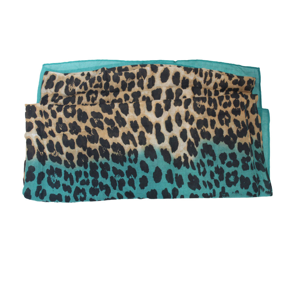 Green & Brown - Leopard Print Scarf