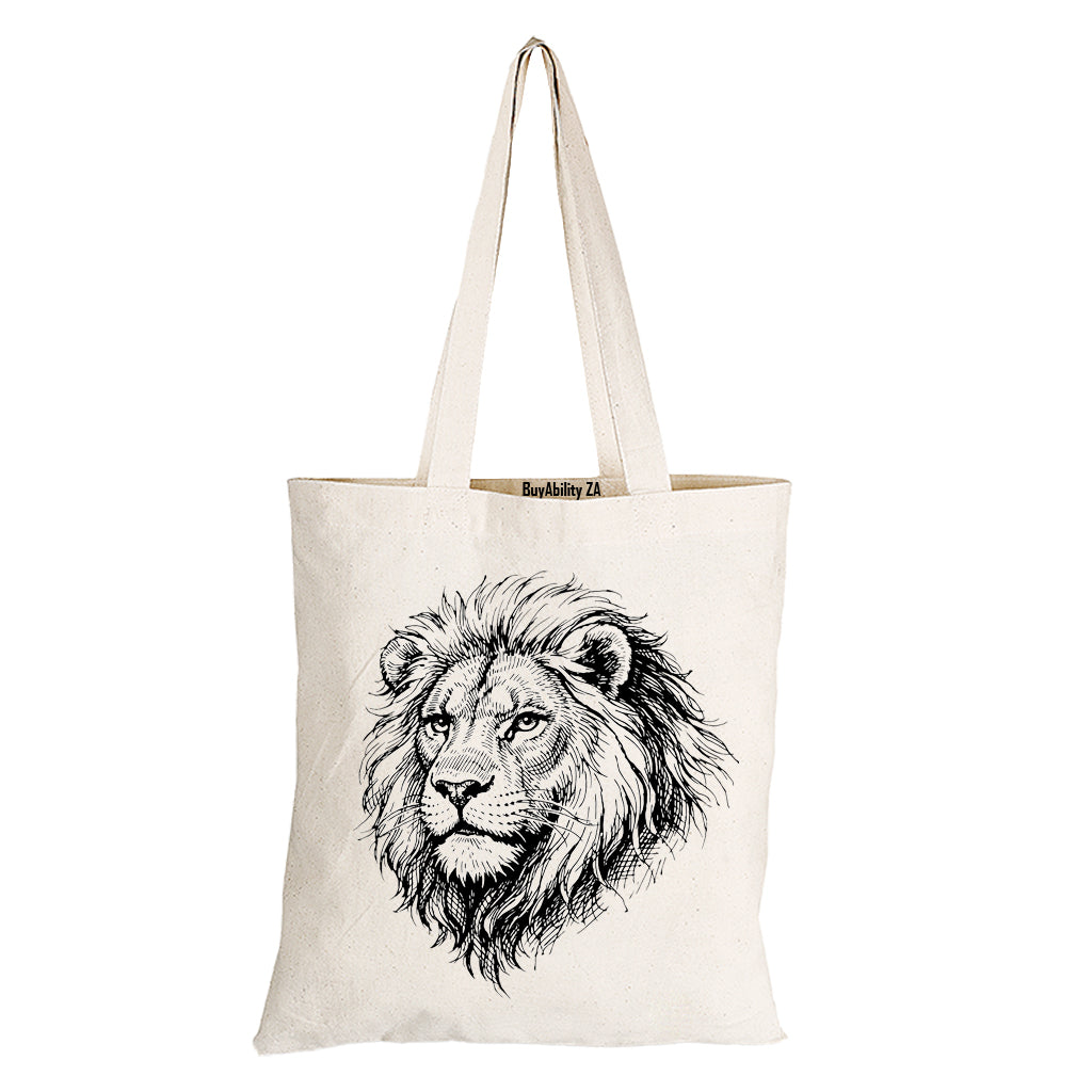 Lion Sketch - Eco-Cotton Natural Fibre Bag - BuyAbility South Africa