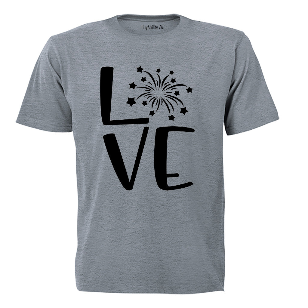 Love - Fireworks Design - Valentine - Adults - T-Shirt - BuyAbility