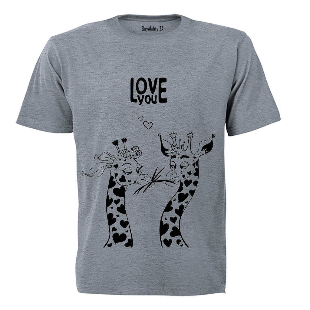 Love You - Giraffe - Valentine - Adults - T-Shirt