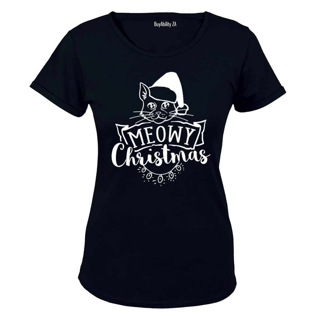 Meowy Christmas Cat - Ladies - T-Shirt