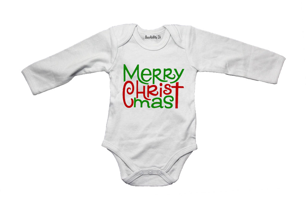 Merry Christmas - Green & Red - Baby Grow
