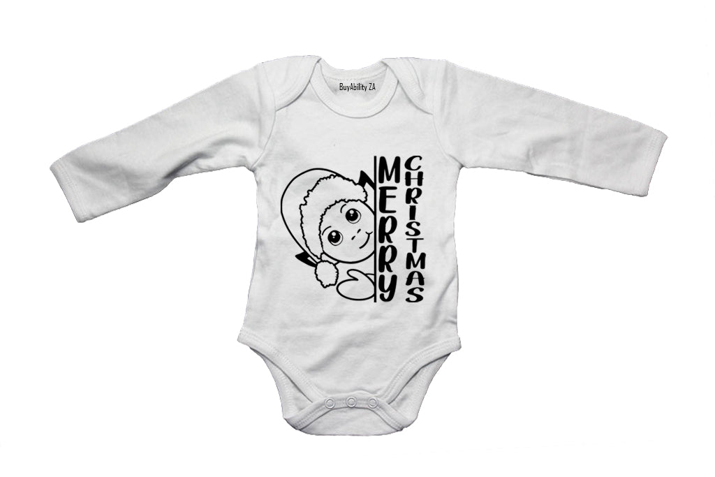 Merry Christmas - Peeking Elf - Baby Grow